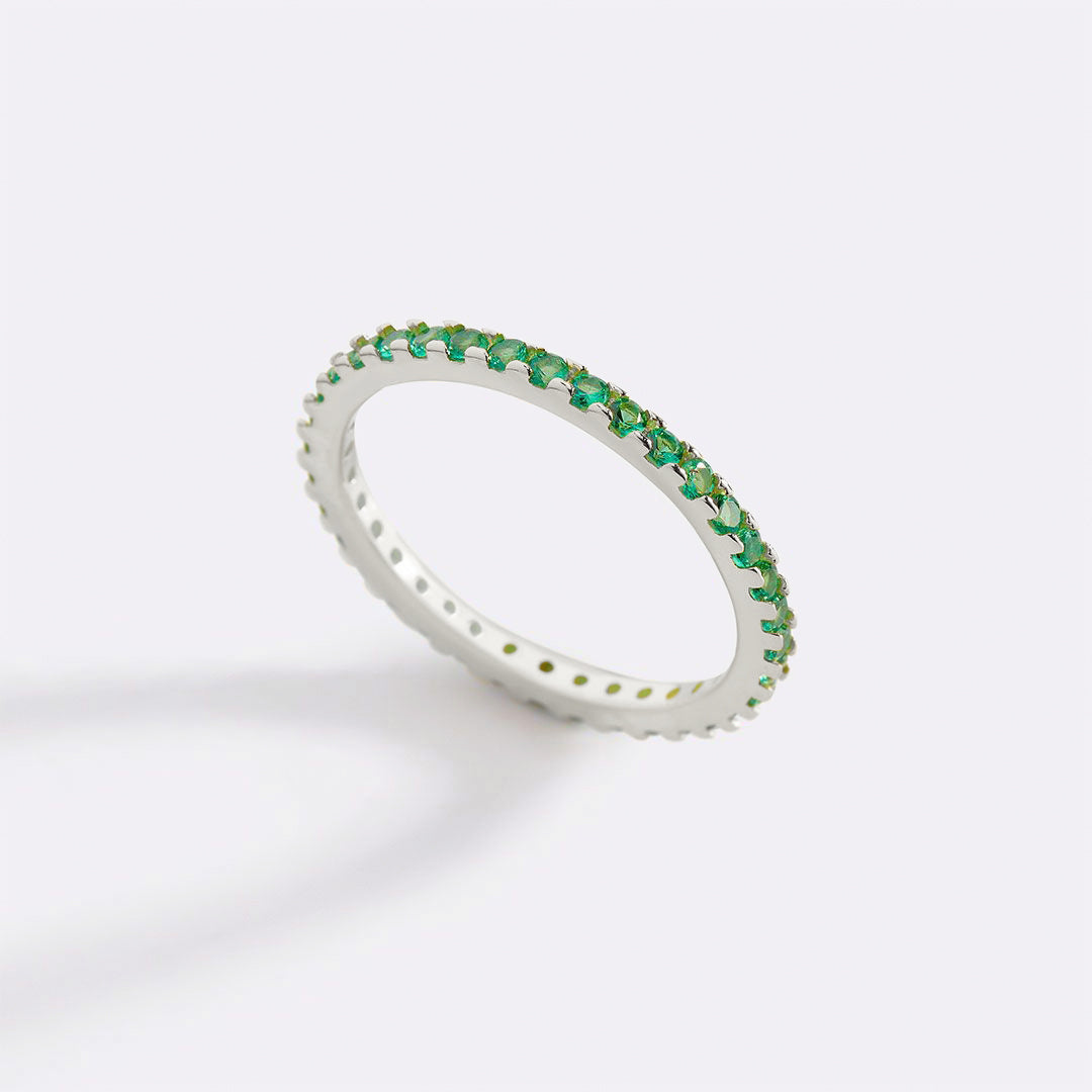 May Birthstone Eternity Stacking Ring in 925 sterling silver with May birthstone