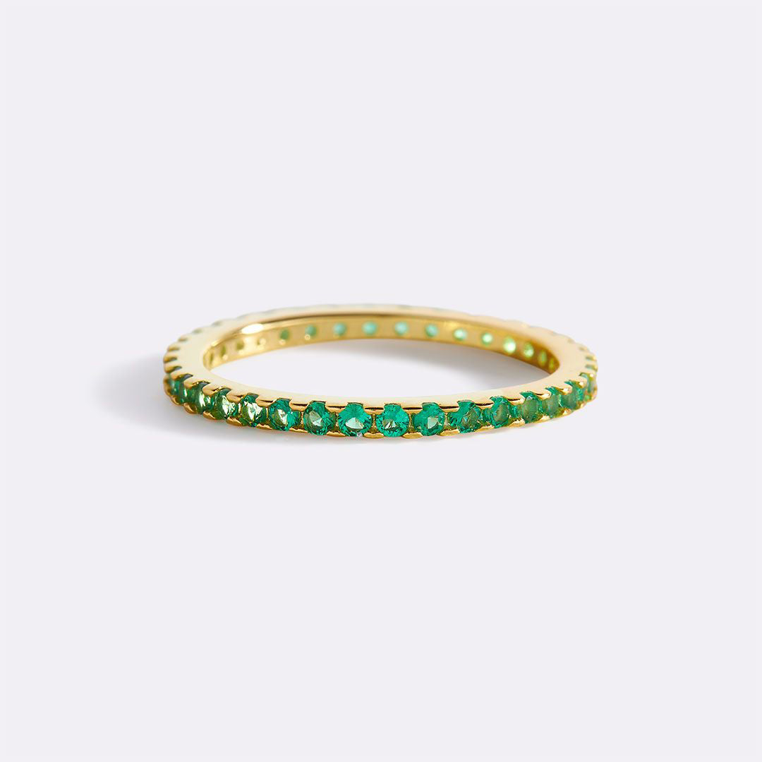 May Birthstone Eternity Stacking Ring with May birthstone