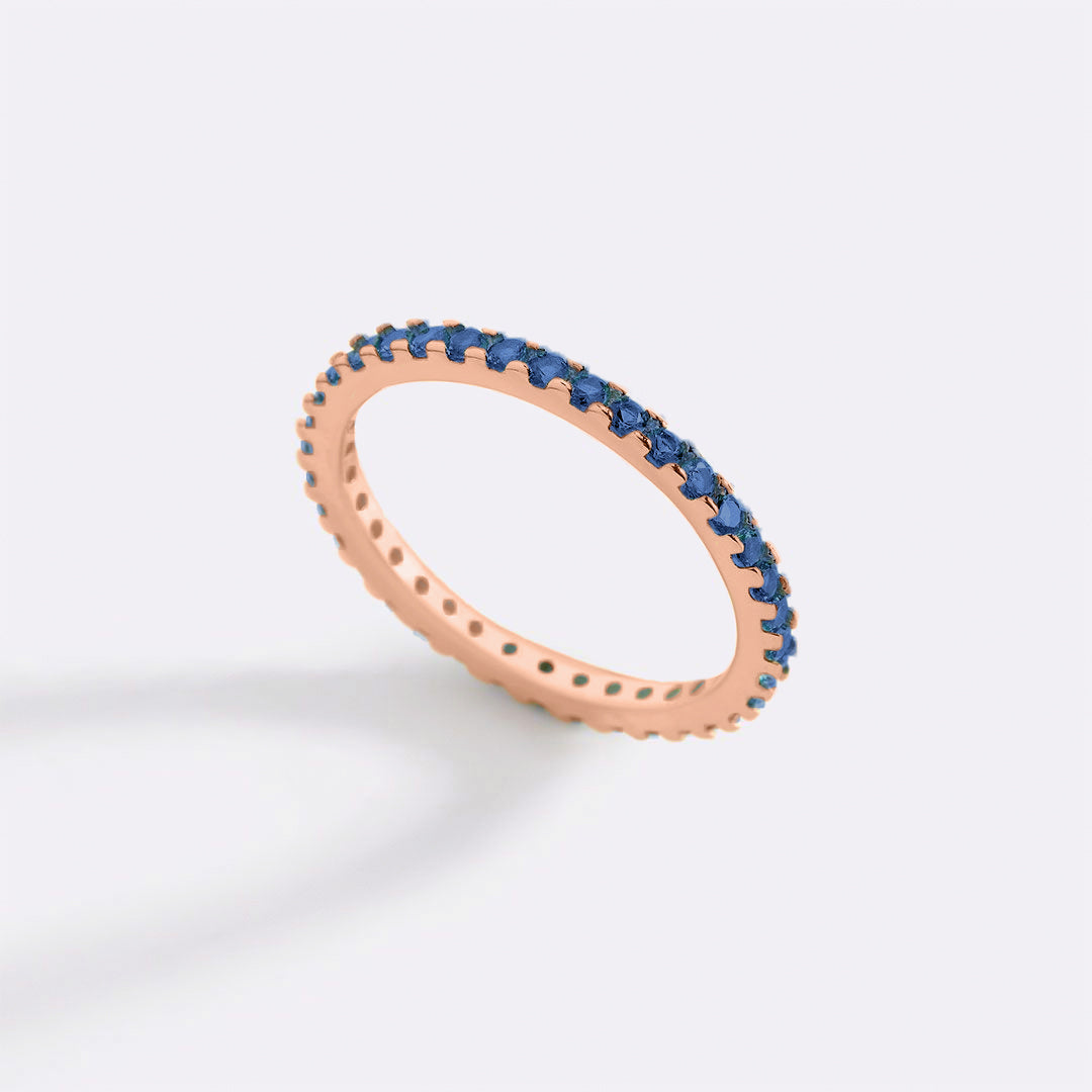 September Birthstone Eternity Stacking Ring in rose gold tone with September birthstone