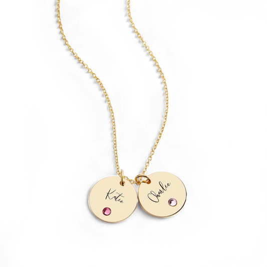 Birthstone Disc Name Necklace — Vanny Jewels