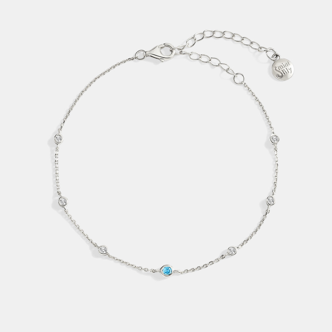 December Birthstone Station Bracelet in 925 sterling silver