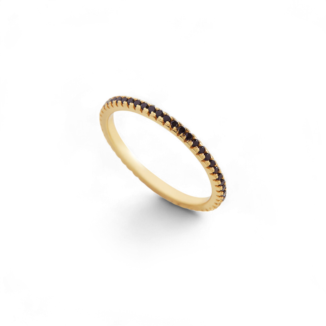 Black Diamond Eternity Stacking Ring in 925 Sterling Silver — Vanny Jewels