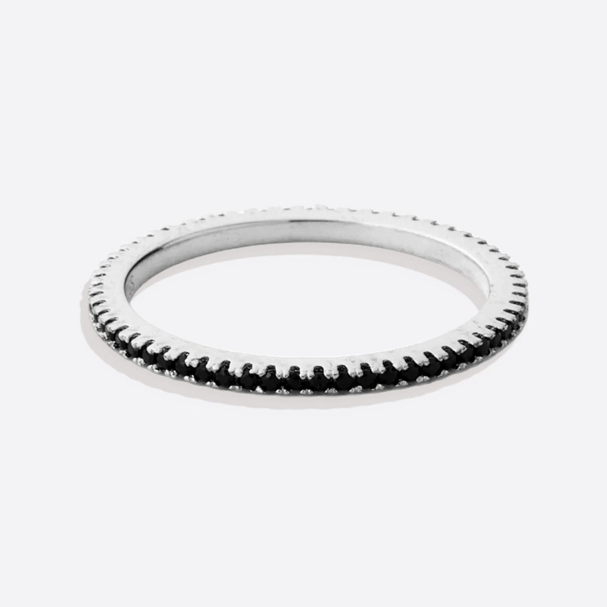Black Diamond Eternity Stacking Ring in 925 sterling silver