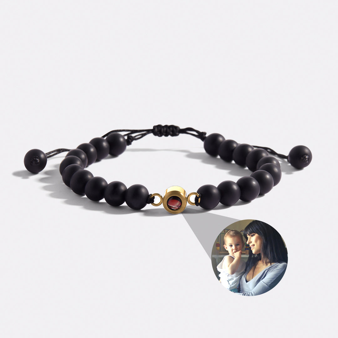 Beaded Photo Bracelet in gold tone