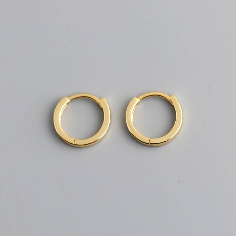 Block Huggie Earrings in gold tone