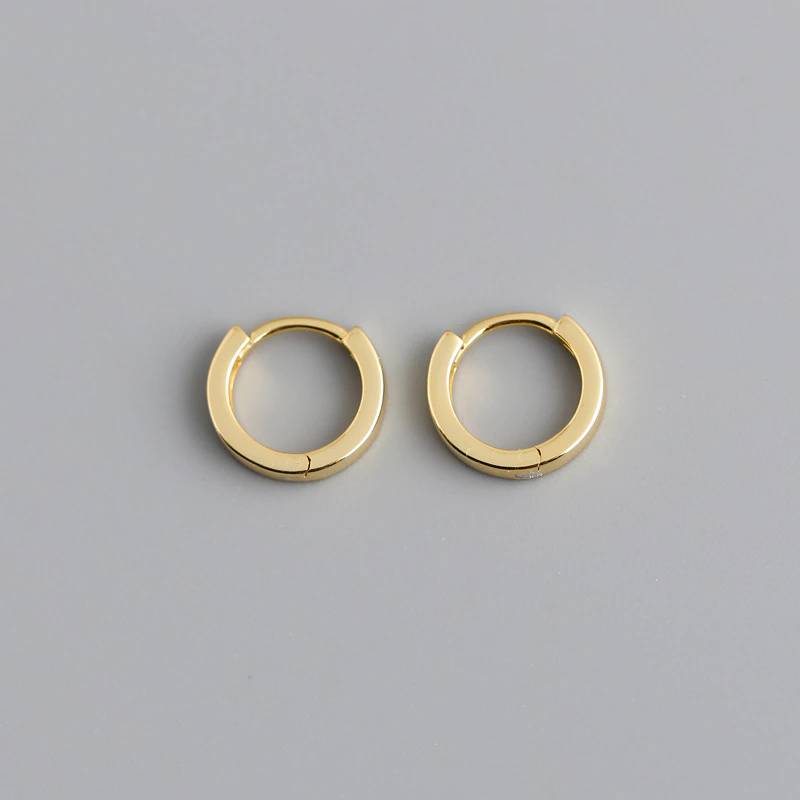 Block Huggie Earrings in gold tone