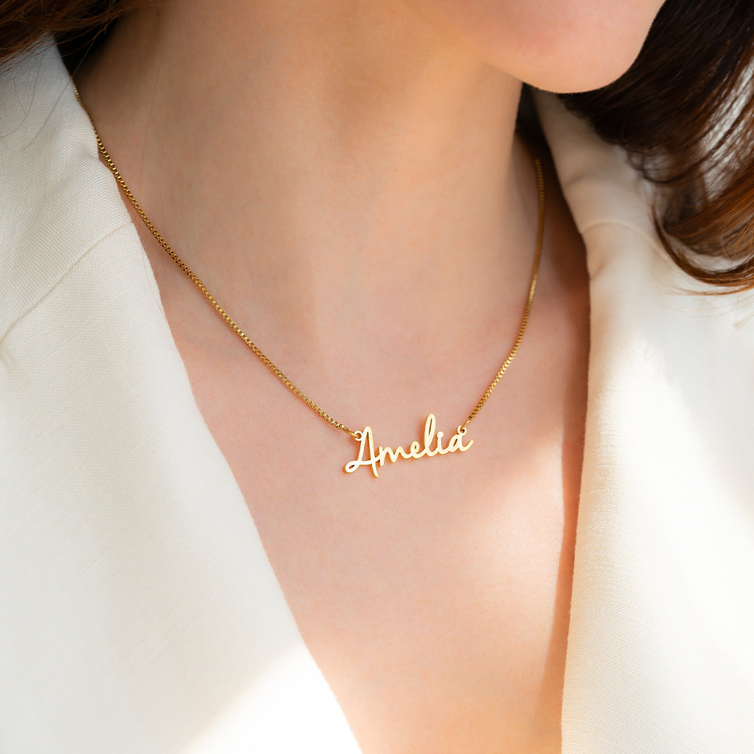 Fairy Name Necklace with Box Chain in 925 sterling silver