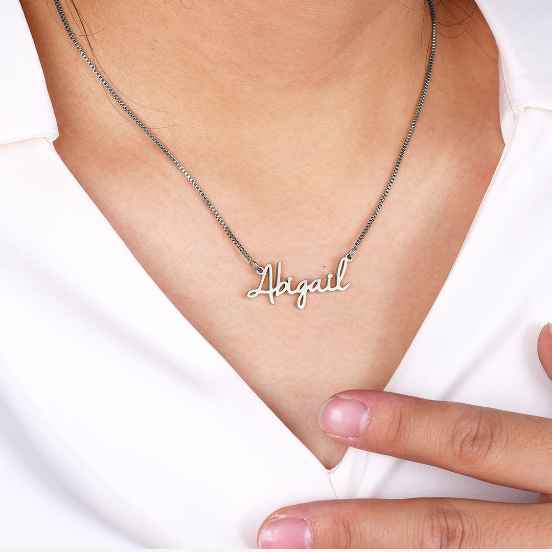 Fairy Name Necklace with Box Chain in 925 sterling silver