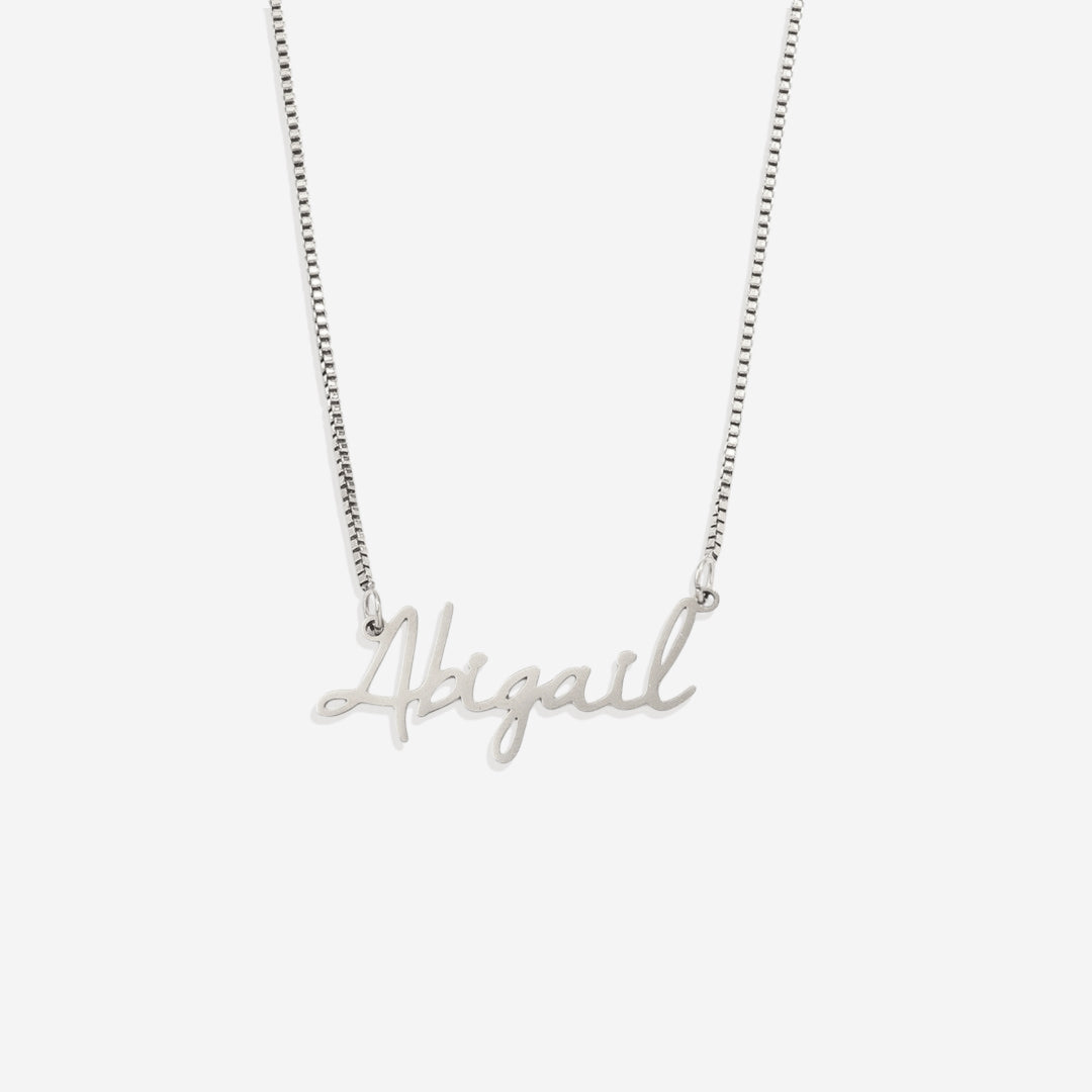 Fairy Name Necklace with Box Chain in 925 sterling silver