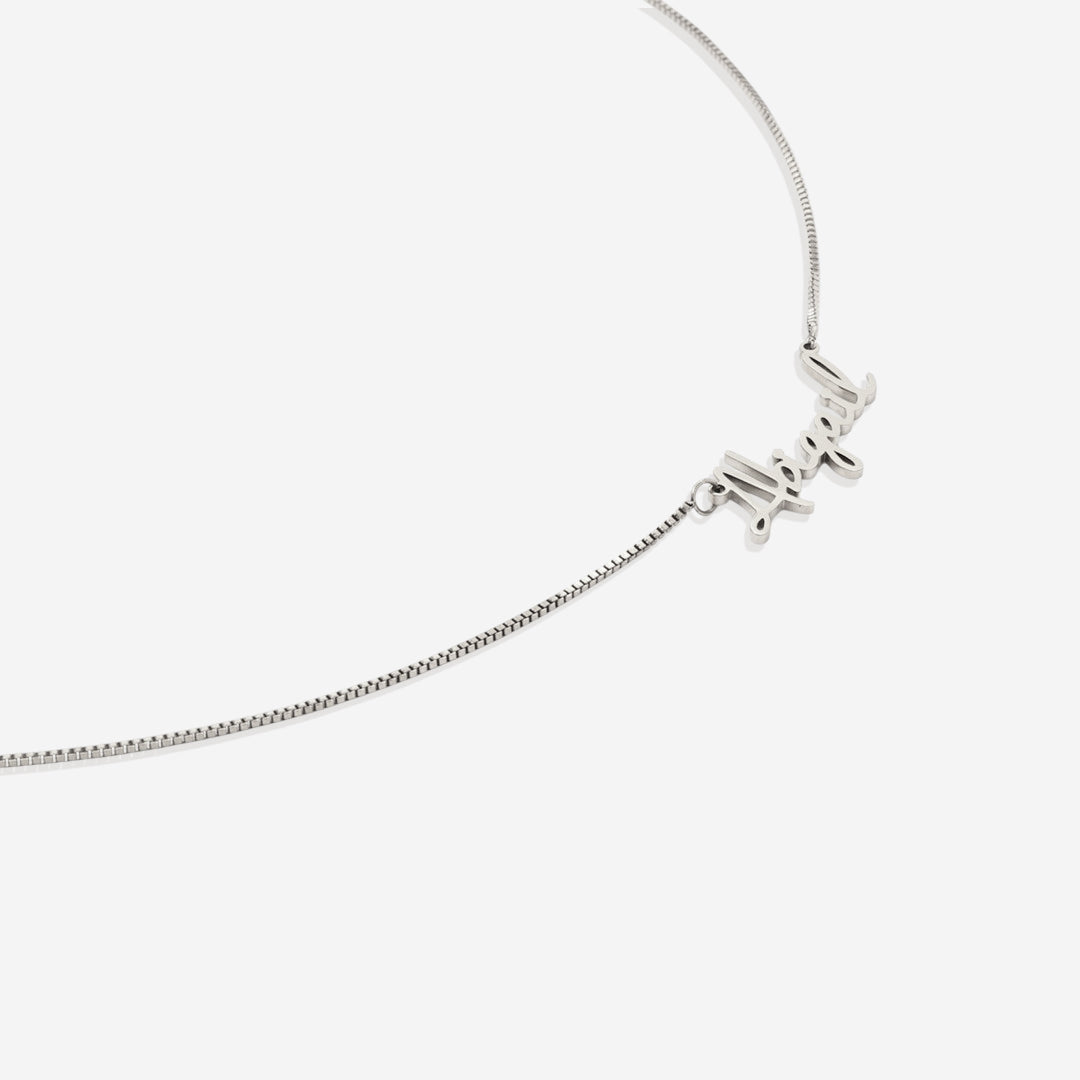 Fairy Name Necklace with Box Chain in 925 sterling silver