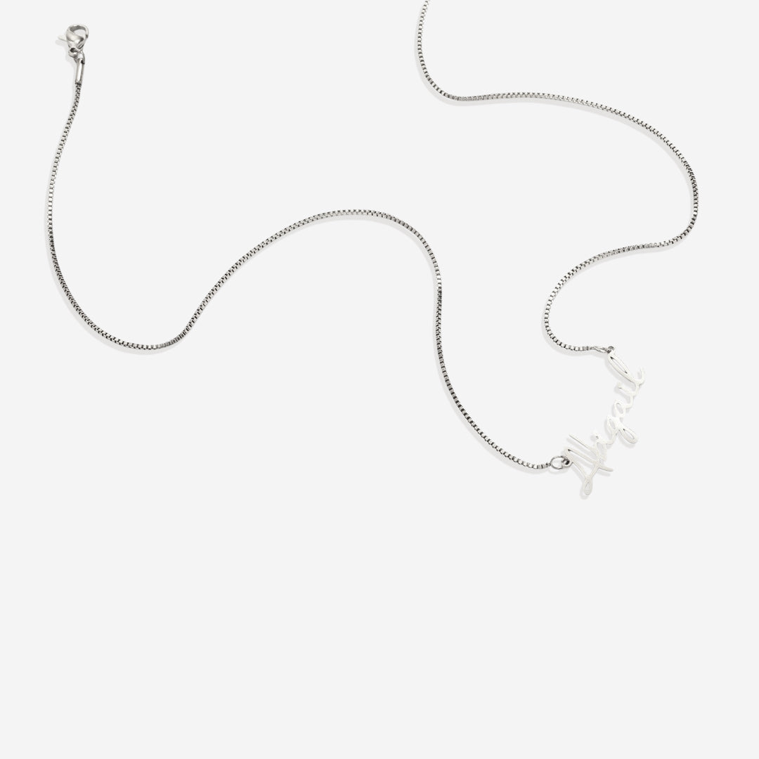 Fairy Name Necklace with Box Chain in 925 sterling silver