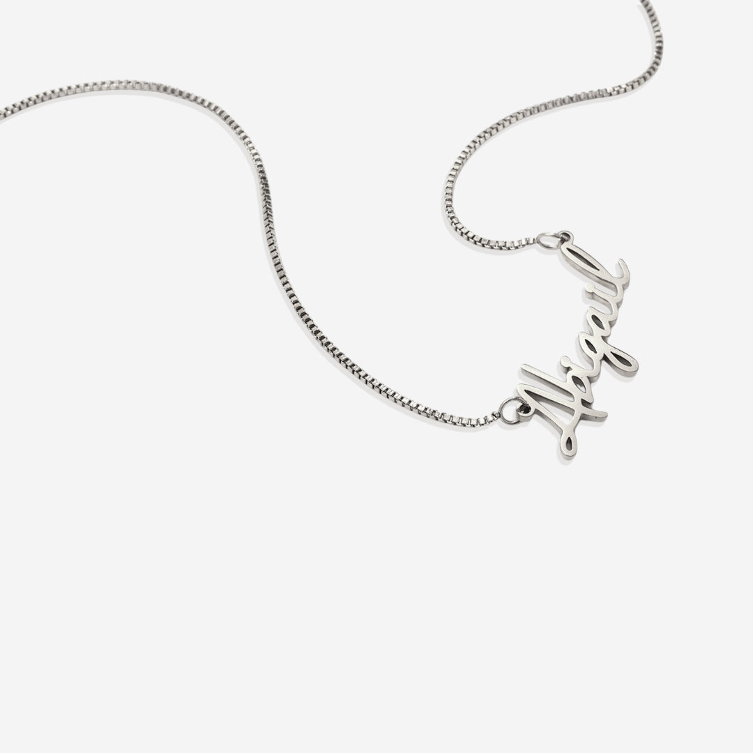Fairy Name Necklace with Box Chain in 925 sterling silver
