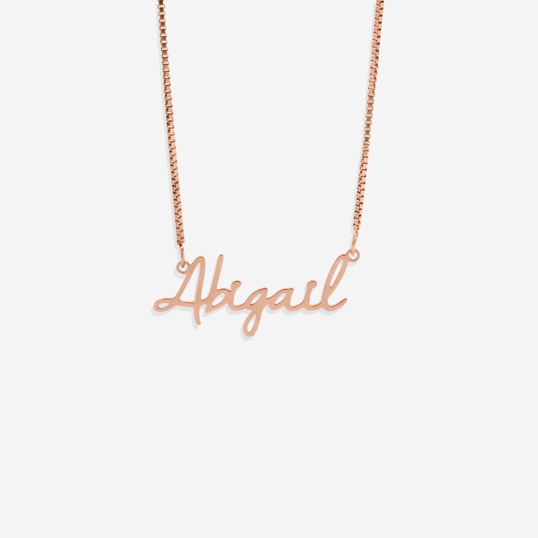 Fairy Name Necklace with Box Chain in rose gold tone