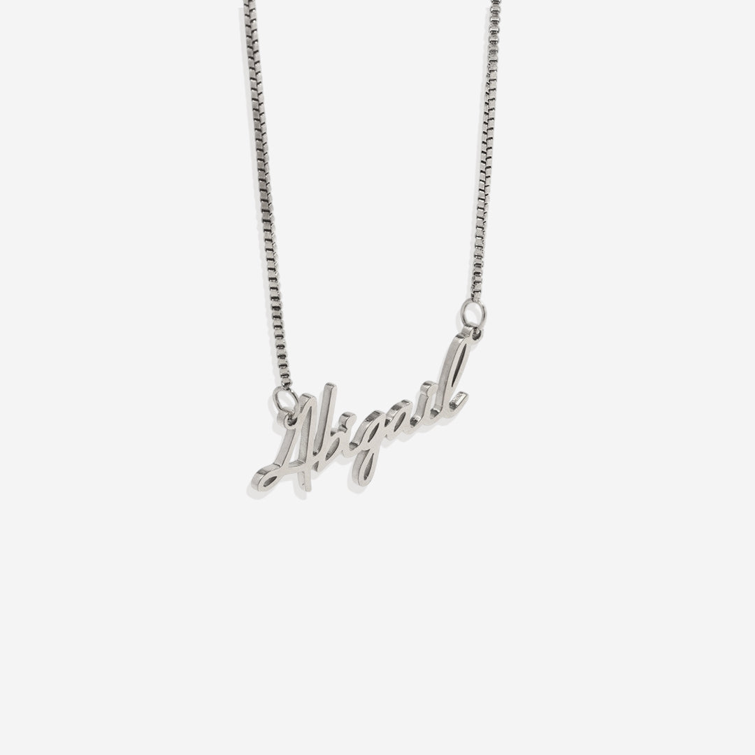 Fairy Name Necklace with Box Chain in 925 sterling silver