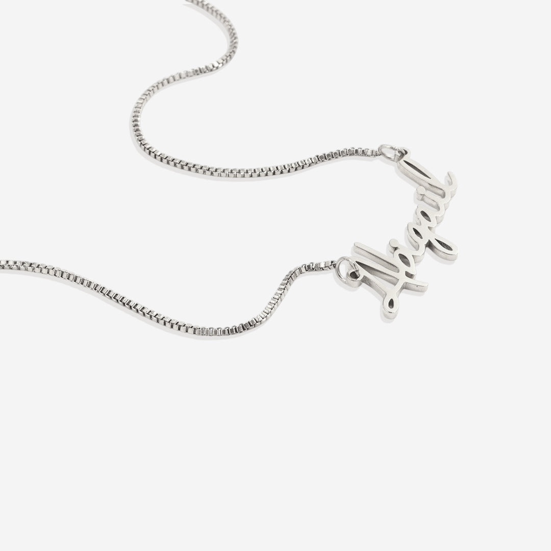 Fairy Name Necklace with Box Chain in 925 sterling silver