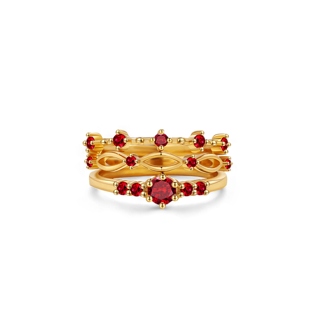 Braided Birthstone Stacking Ring Set in 925 Sterling Silver — Vanny Jewels