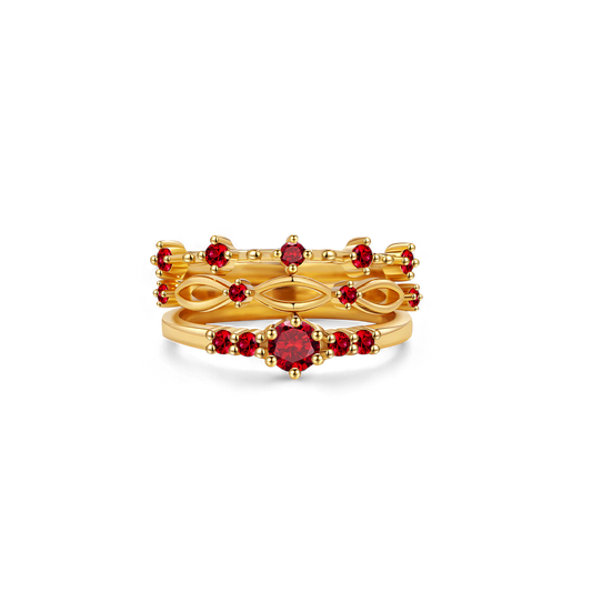 Braided Birthstone Stacking Ring Set in 925 Sterling Silver — Vanny Jewels