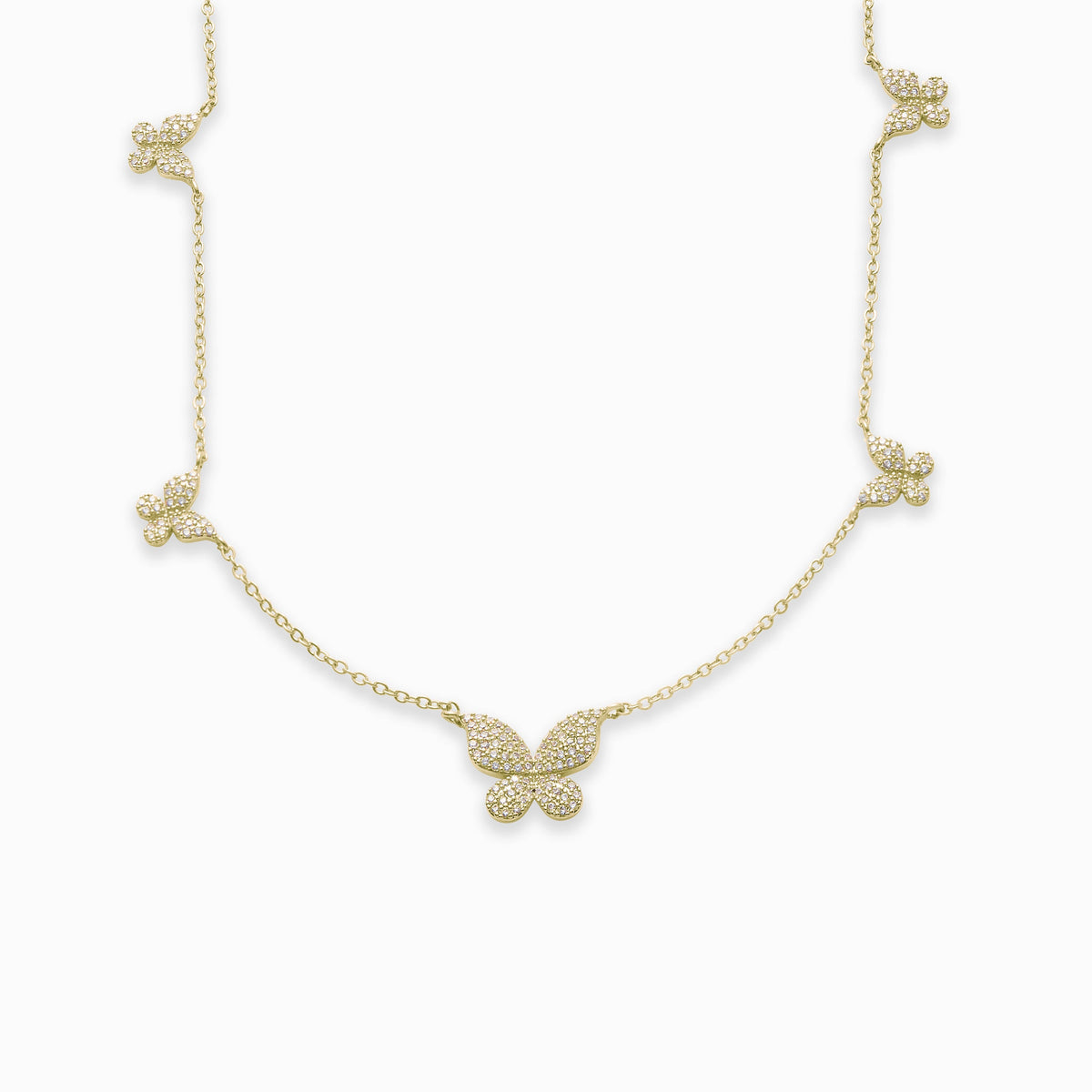 Five Butterfly Necklace in gold tone