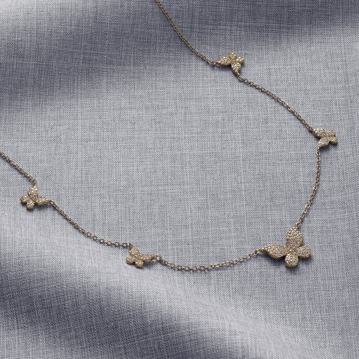 Five Butterfly Necklace in gold tone
