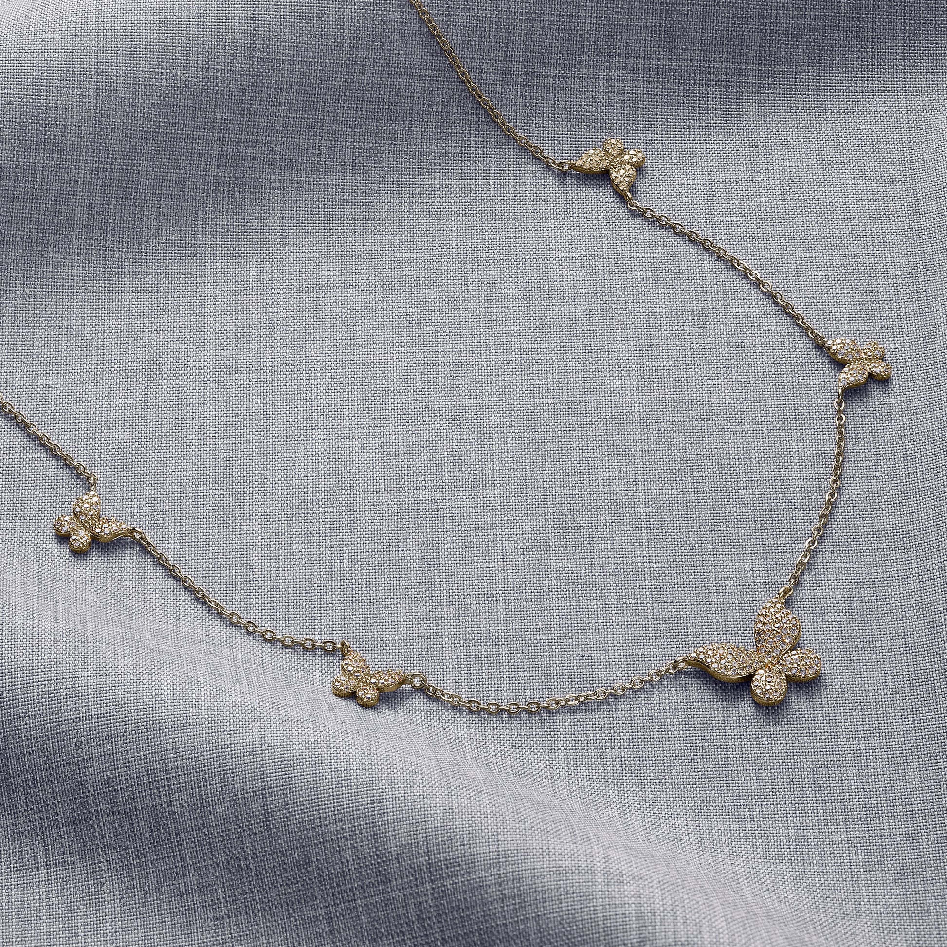 Five Butterfly Necklace in gold tone