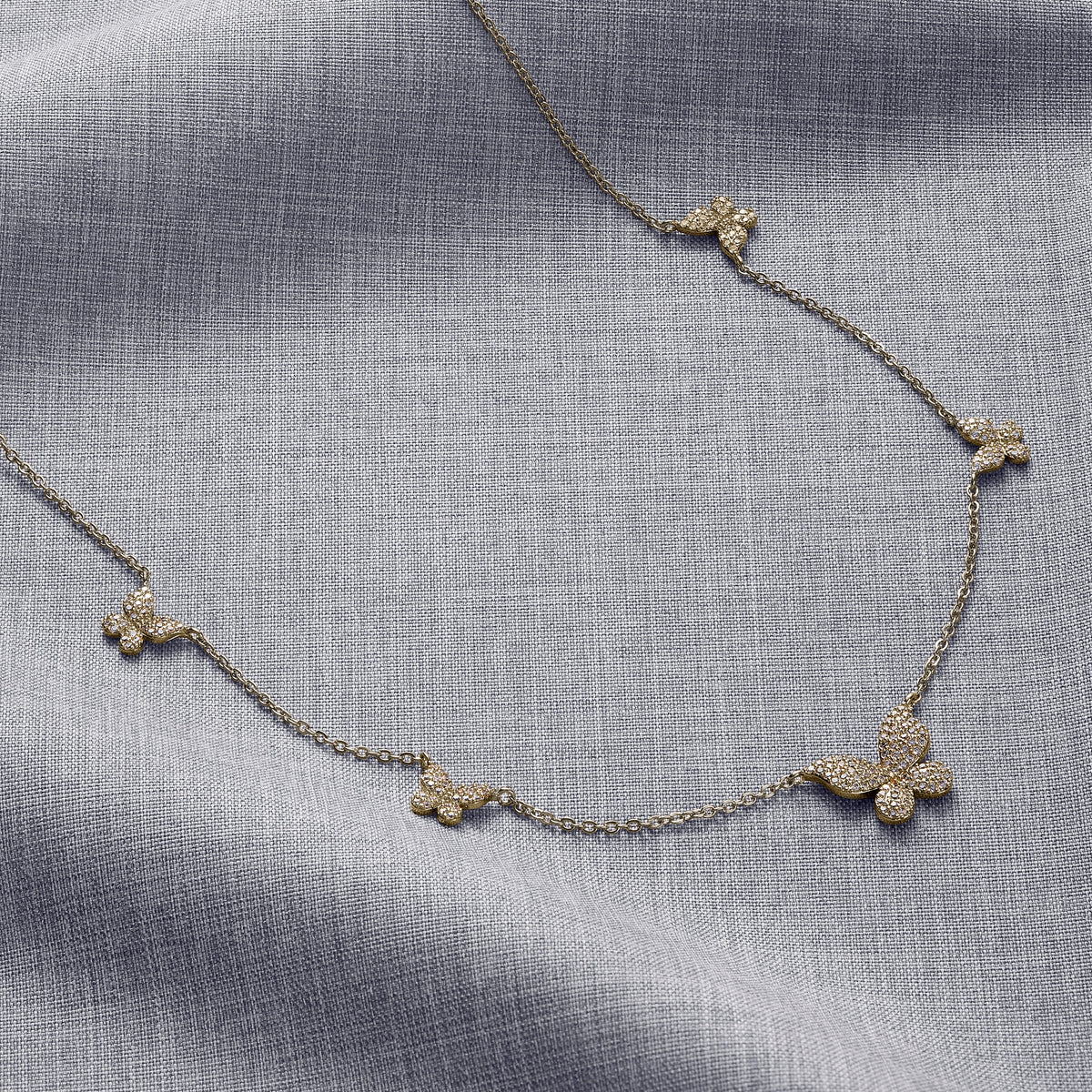 Five Butterfly Necklace in gold tone