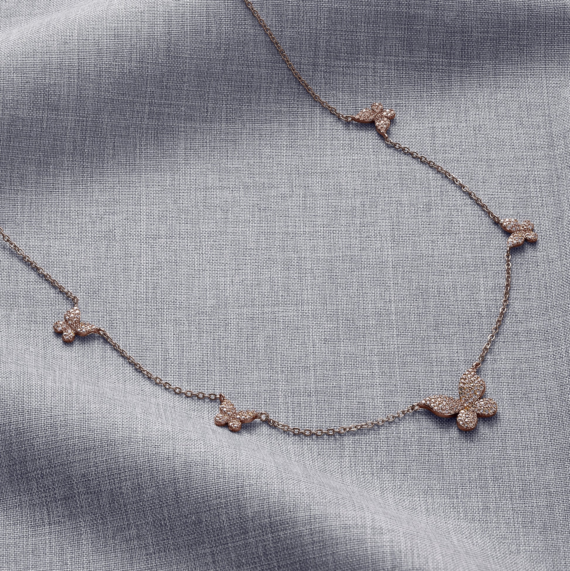 Five Butterfly Necklace in rose gold tone