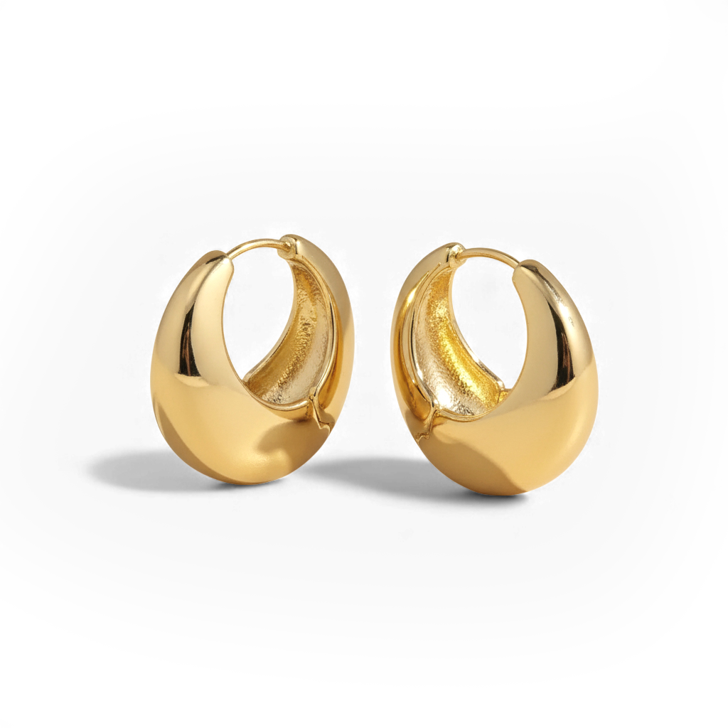 Chunky Round Dome Huggie Earrings — Vanny Jewels
