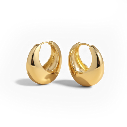 Chunky Round Dome Huggie Earrings — Vanny Jewels