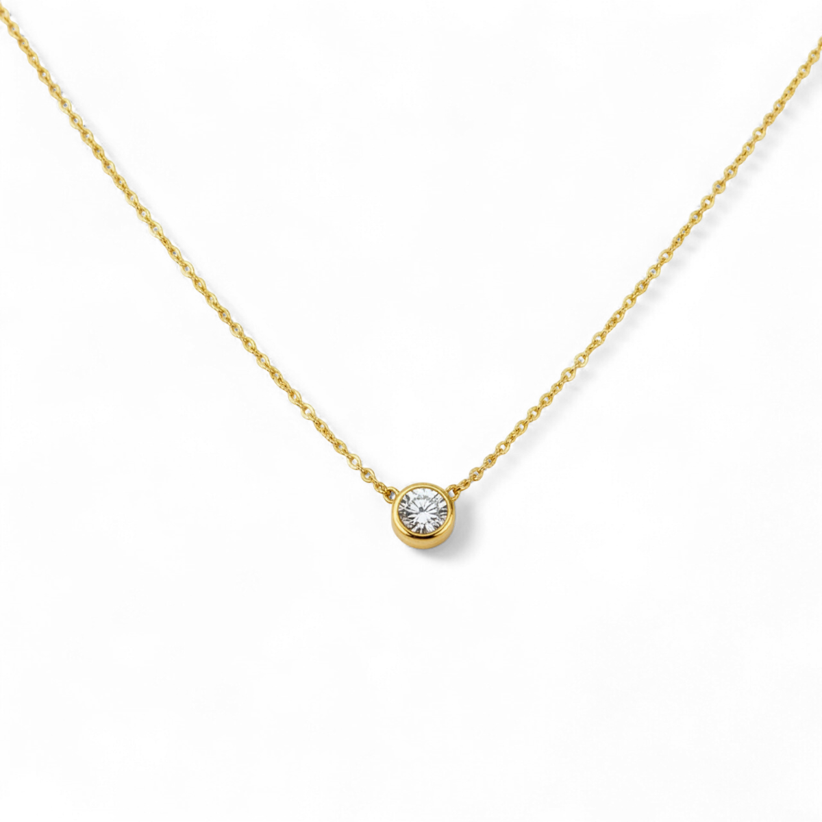 Classic Bezel Set Solitaire Necklace — Vanny Jewels