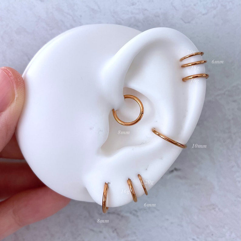 Classic Cartilage Hoop Earrings | 16g in rose gold tone