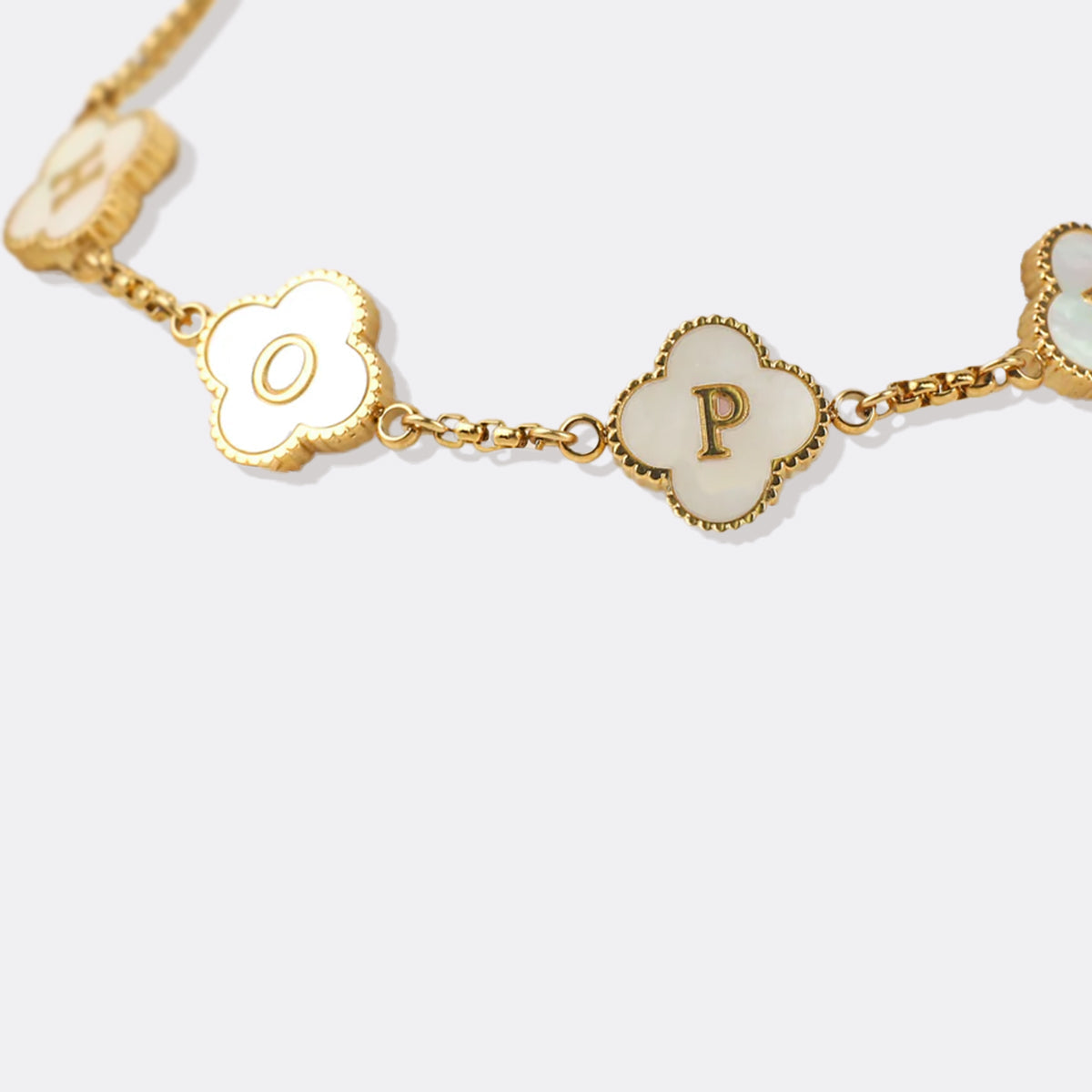Clover Custom Name Bracelet in gold tone