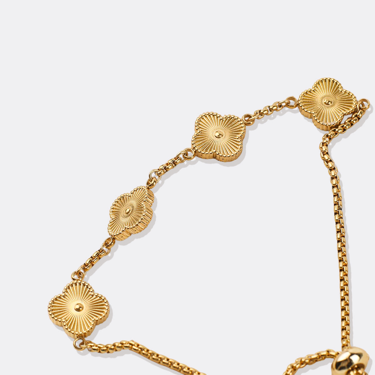 Clover Custom Name Bracelet in gold tone