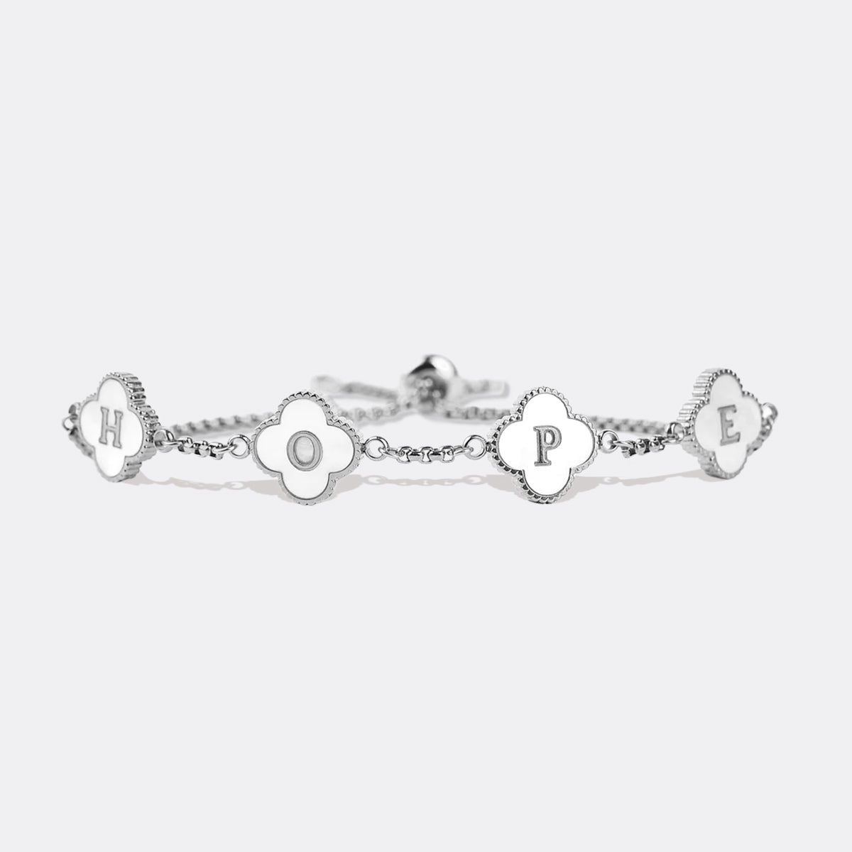 Clover Custom Name Bracelet in 925 sterling silver