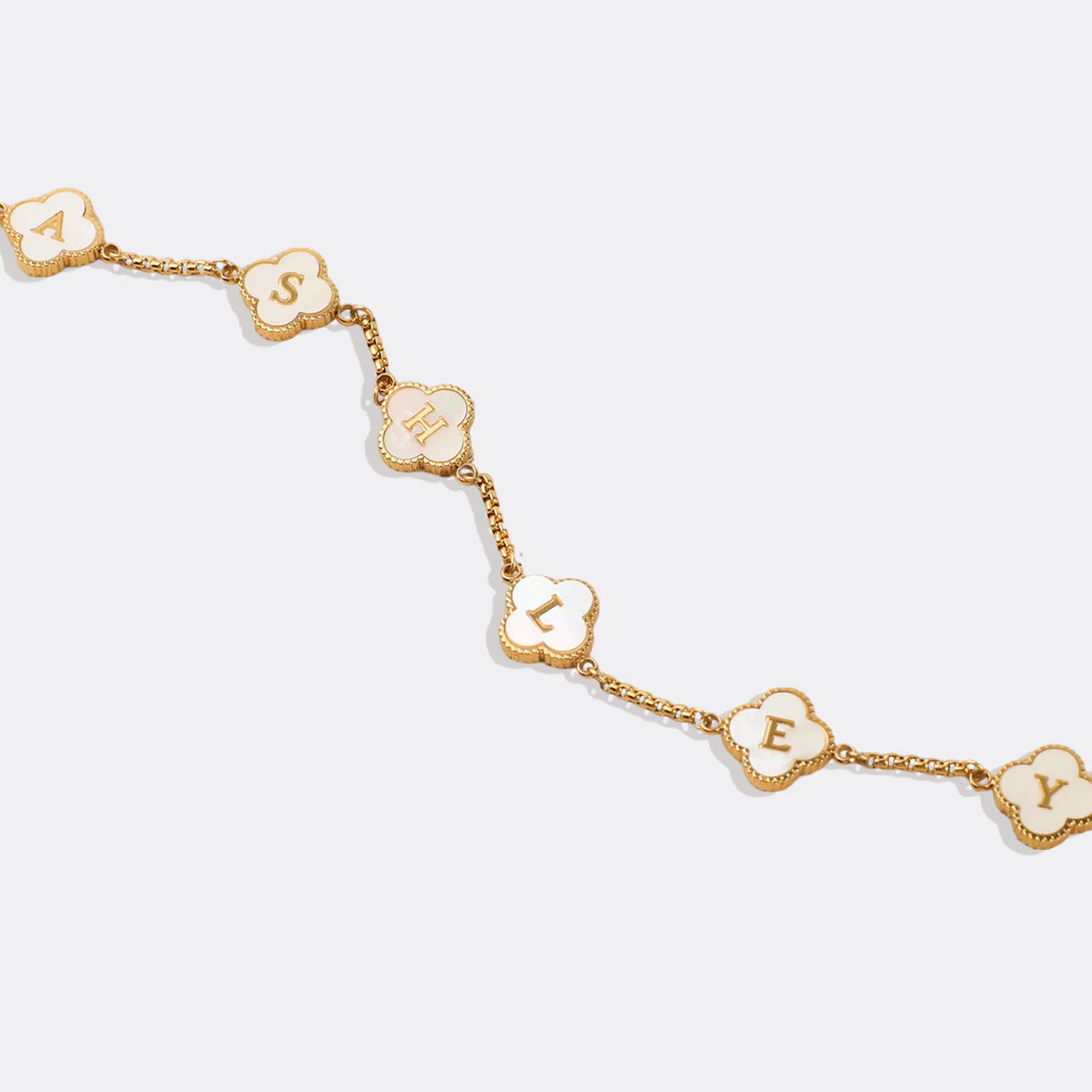 Clover Custom Name Necklace in gold tone