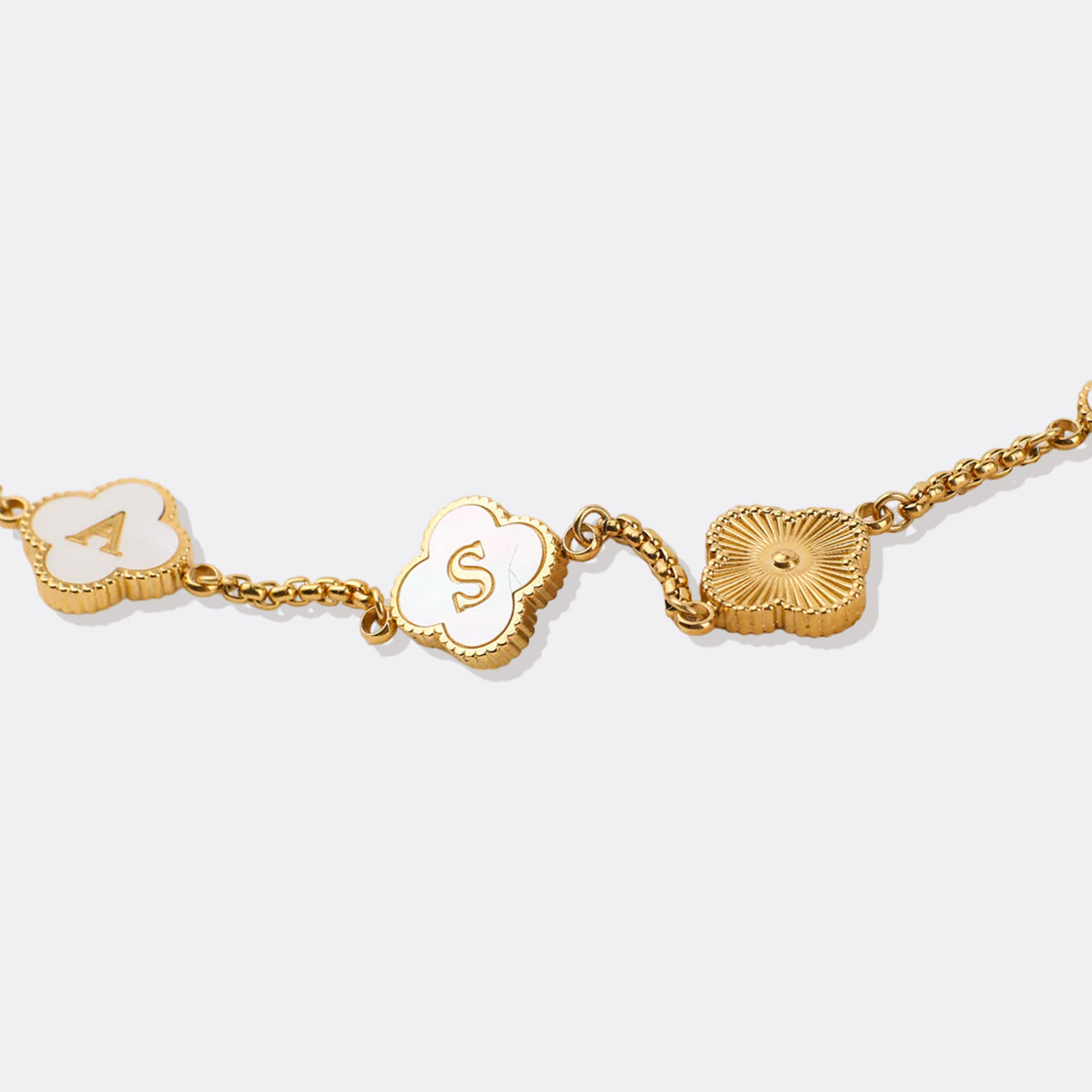 Clover Custom Name Necklace in gold tone