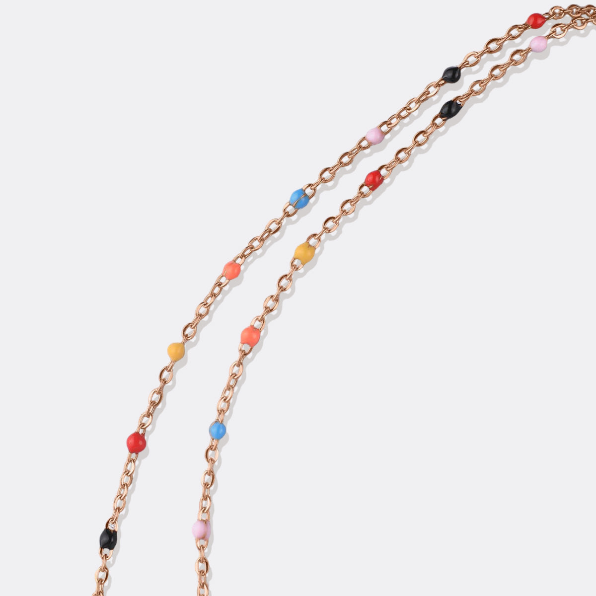 Colorful Beaded Fairy Name Necklace in rose gold tone