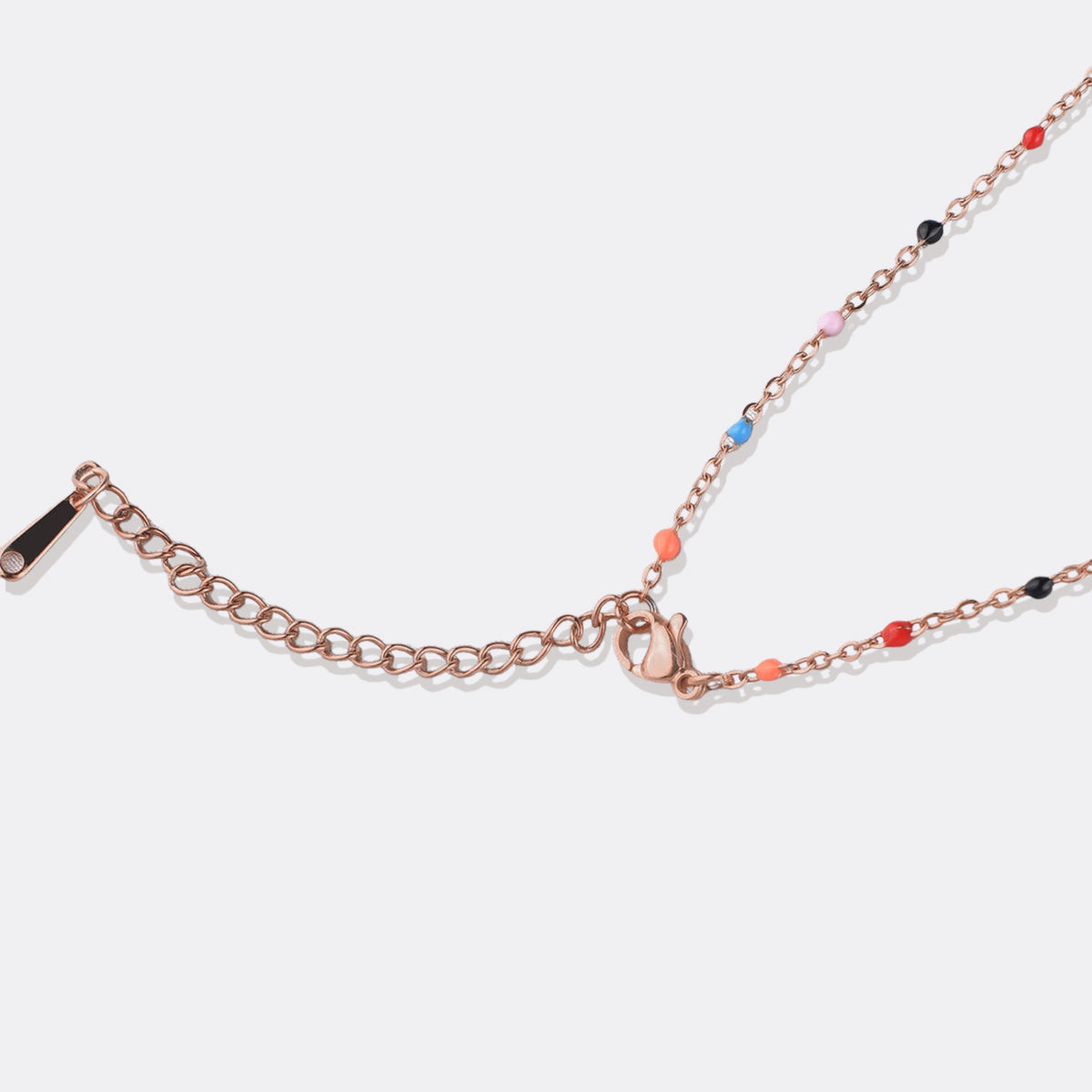 Colorful Beaded Fairy Name Necklace in rose gold tone