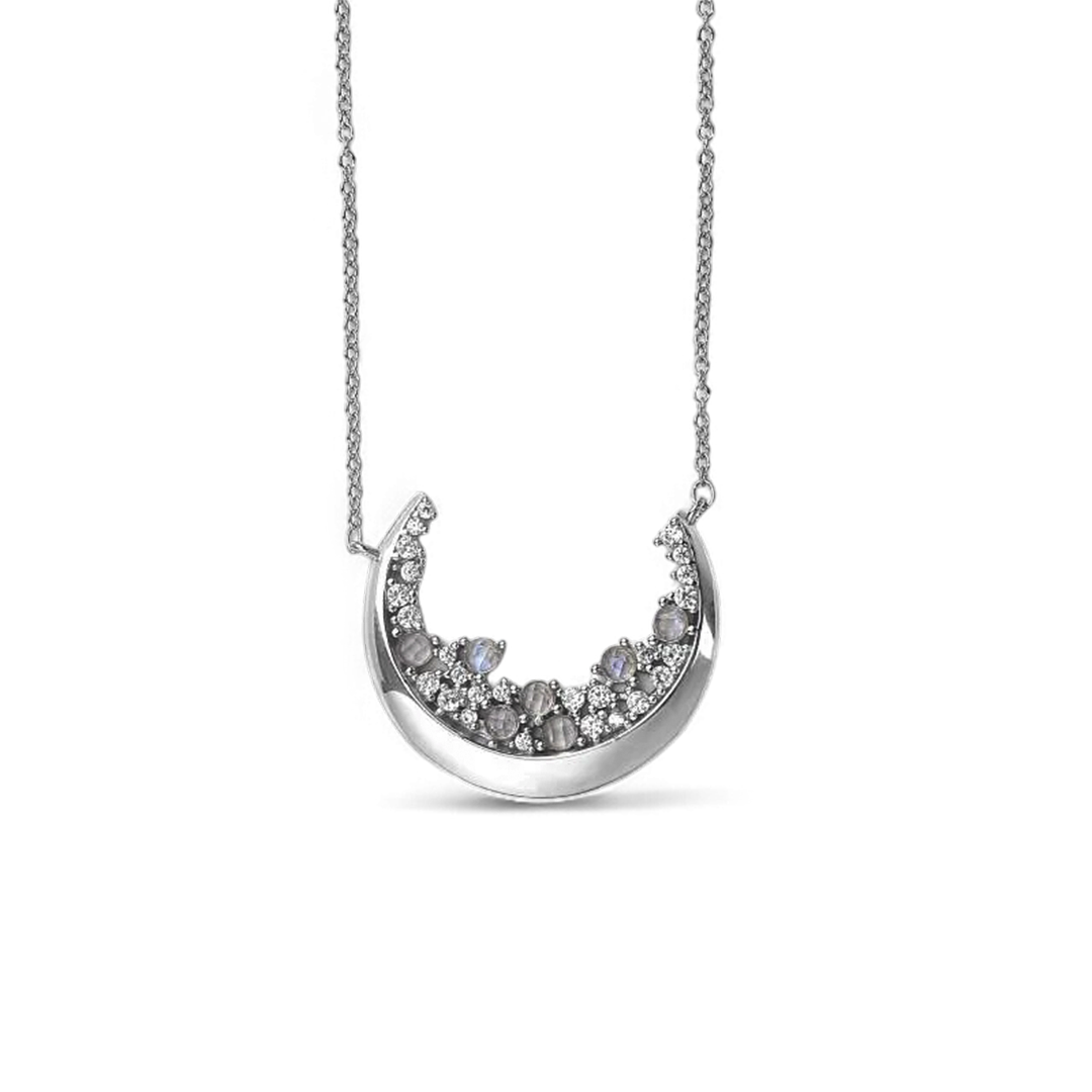 Crescent Moonstone Pendant Necklace in 925 Sterling Silver — Vanny Jewels