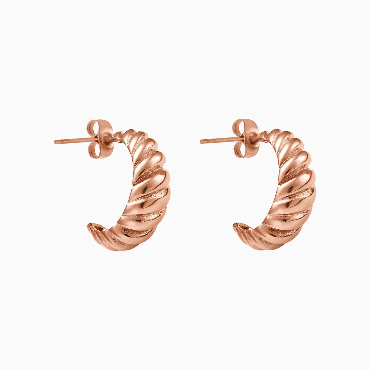 Croissant Dome Hoops in rose gold tone