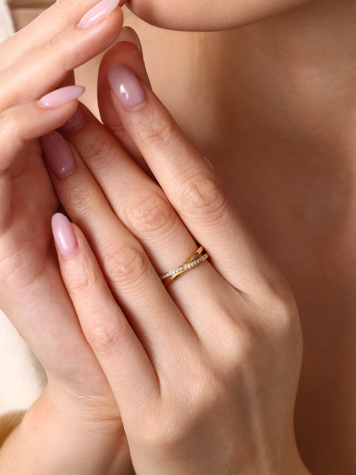 Crossing Wave Ring, worn on a model