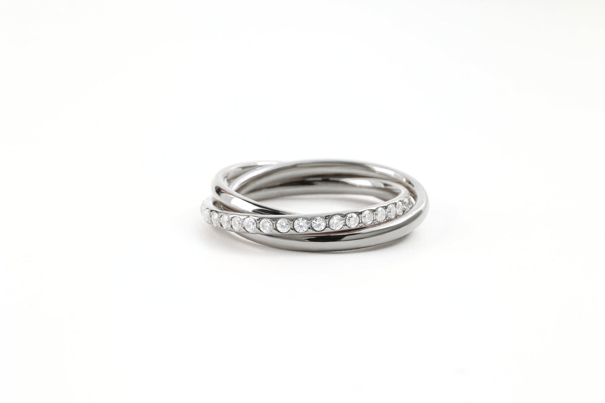 Crystal Interlocking Fidget Ring in 925 sterling silver