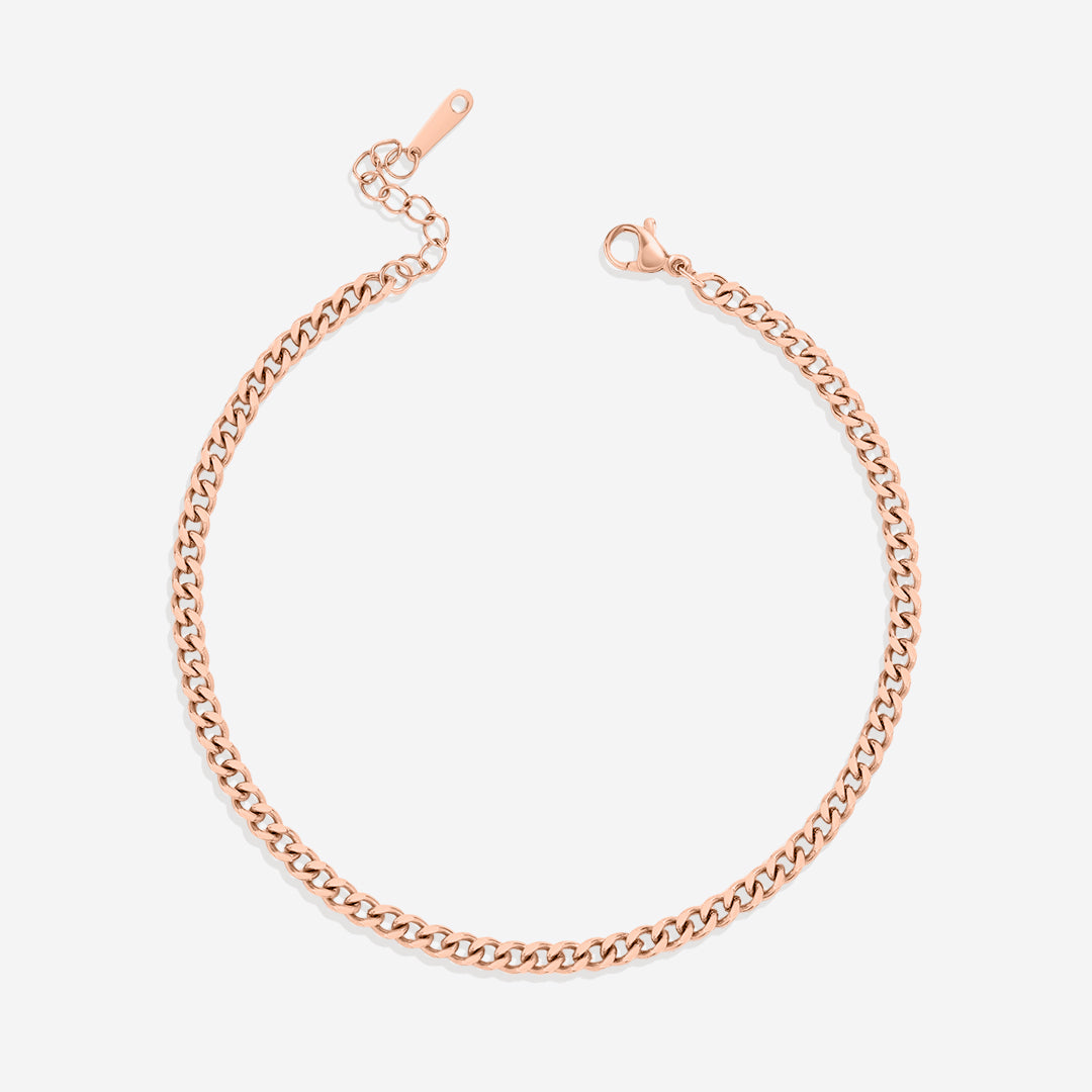 Curb Chain Anklet in rose gold tone
