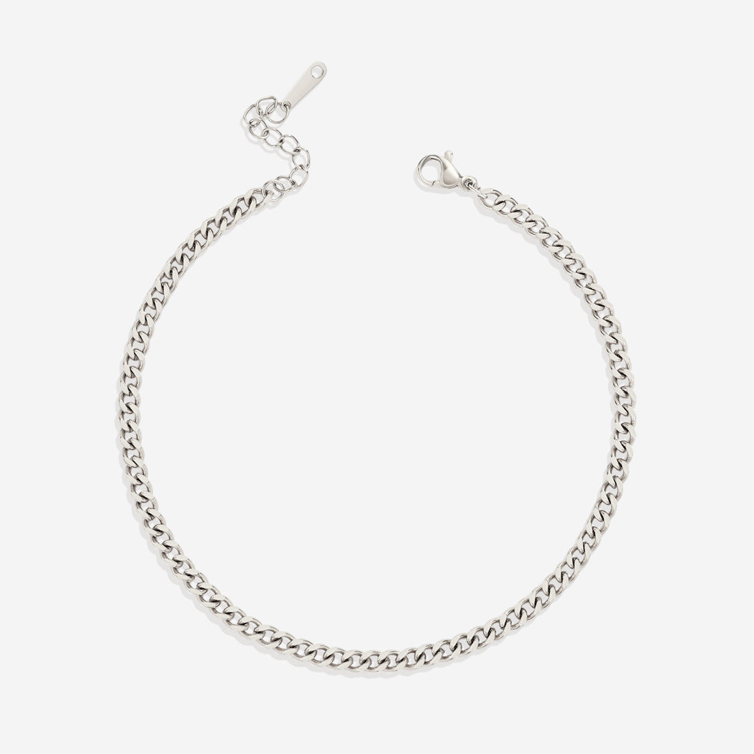 Curb Chain Anklet in 925 sterling silver