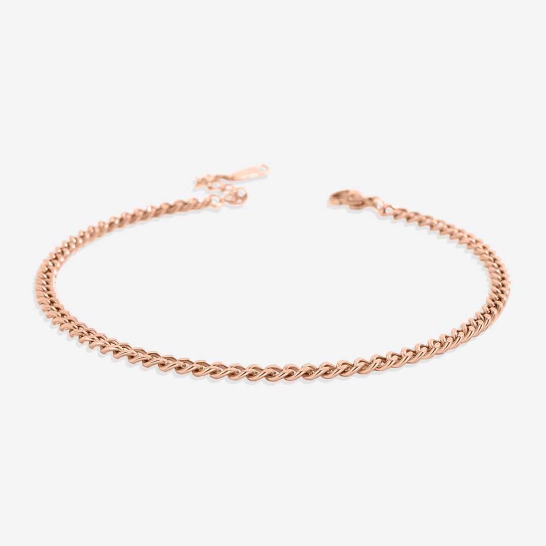 Curb Chain Anklet in rose gold tone