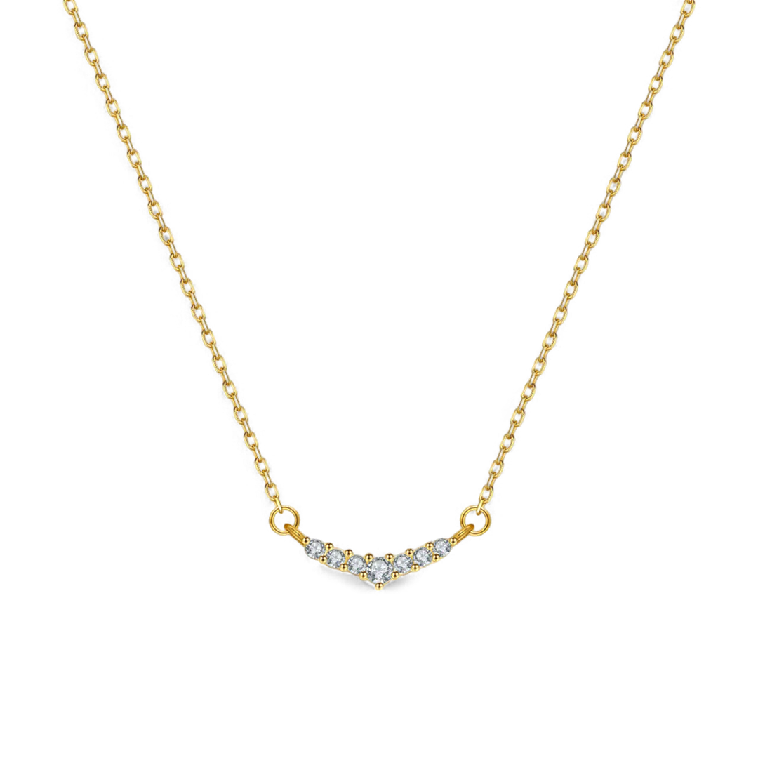 Curved Diamond Bar Necklace — Vanny Jewels