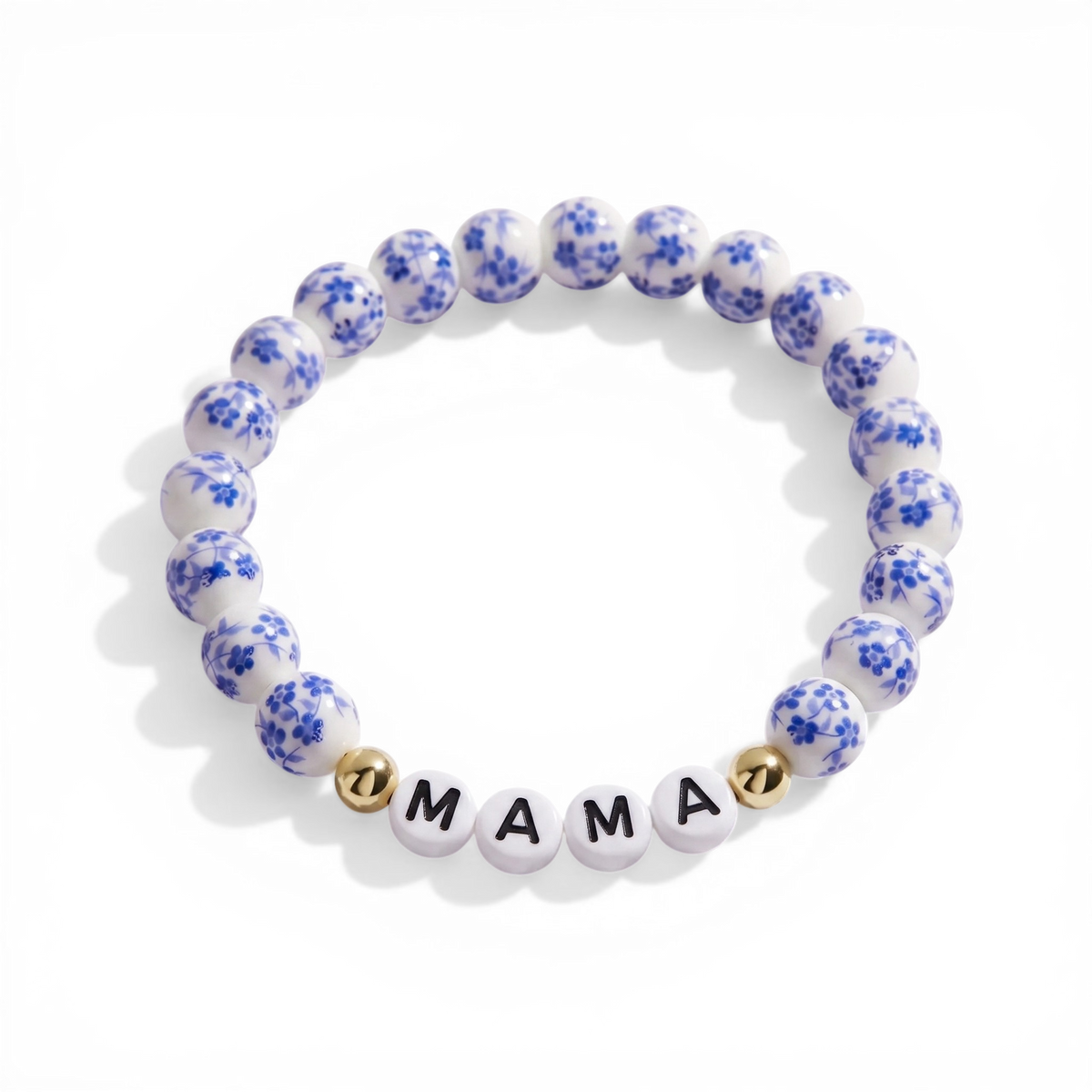 Blue Porcelain Floral Beaded Bracelet for Mom & Grandma in 925 Sterling Silver — Vanny Jewels
