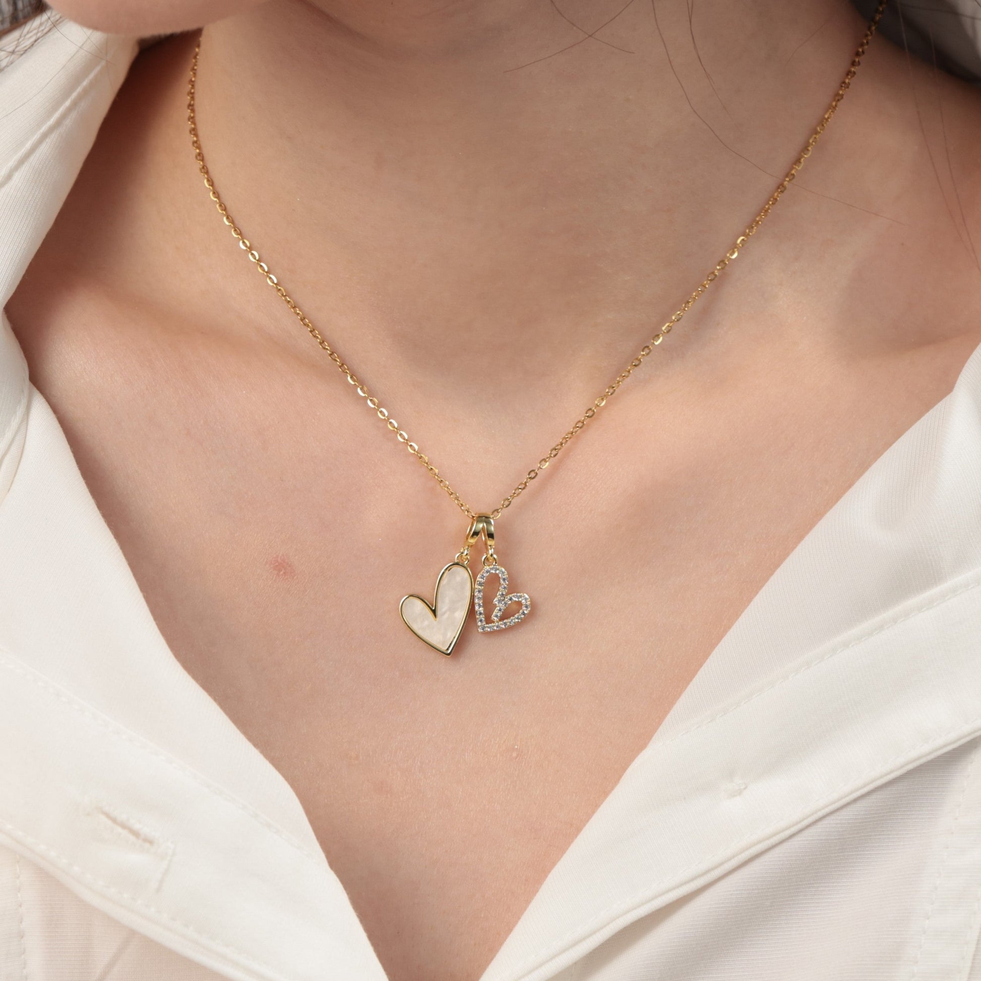 Collana Cuori in Madreperla e Pavé
