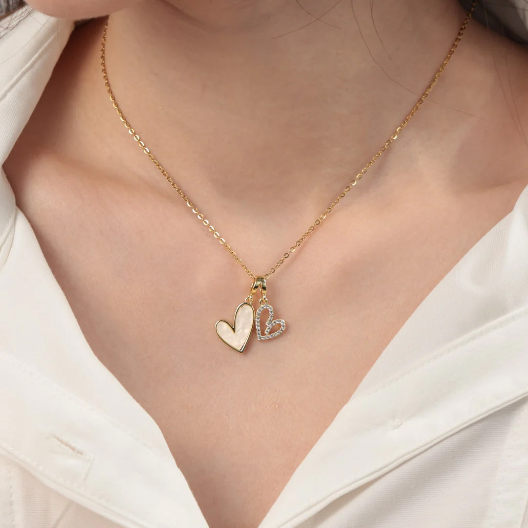 Collana Cuori in Madreperla e Pavé