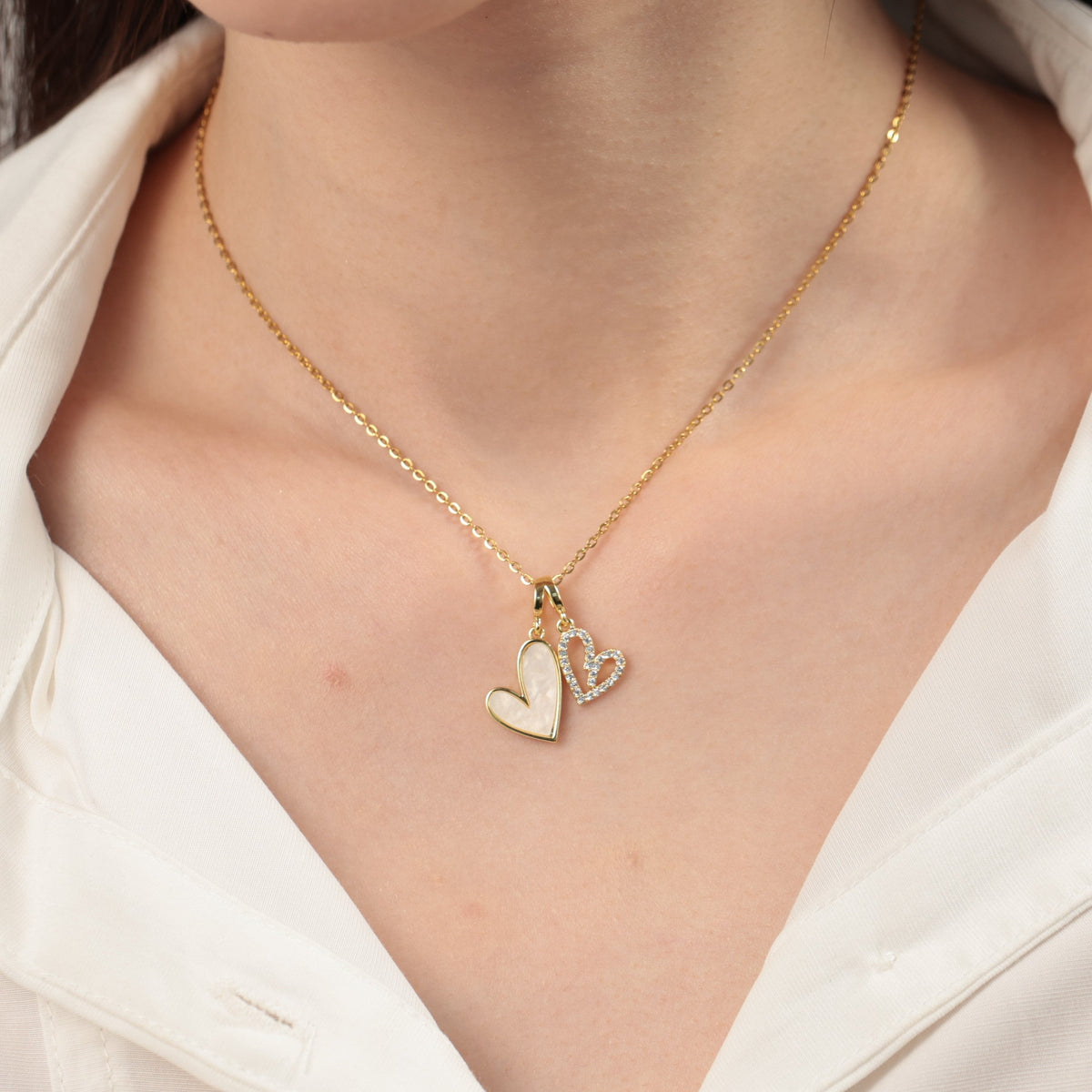 Collana Cuori in Madreperla e Pavé
