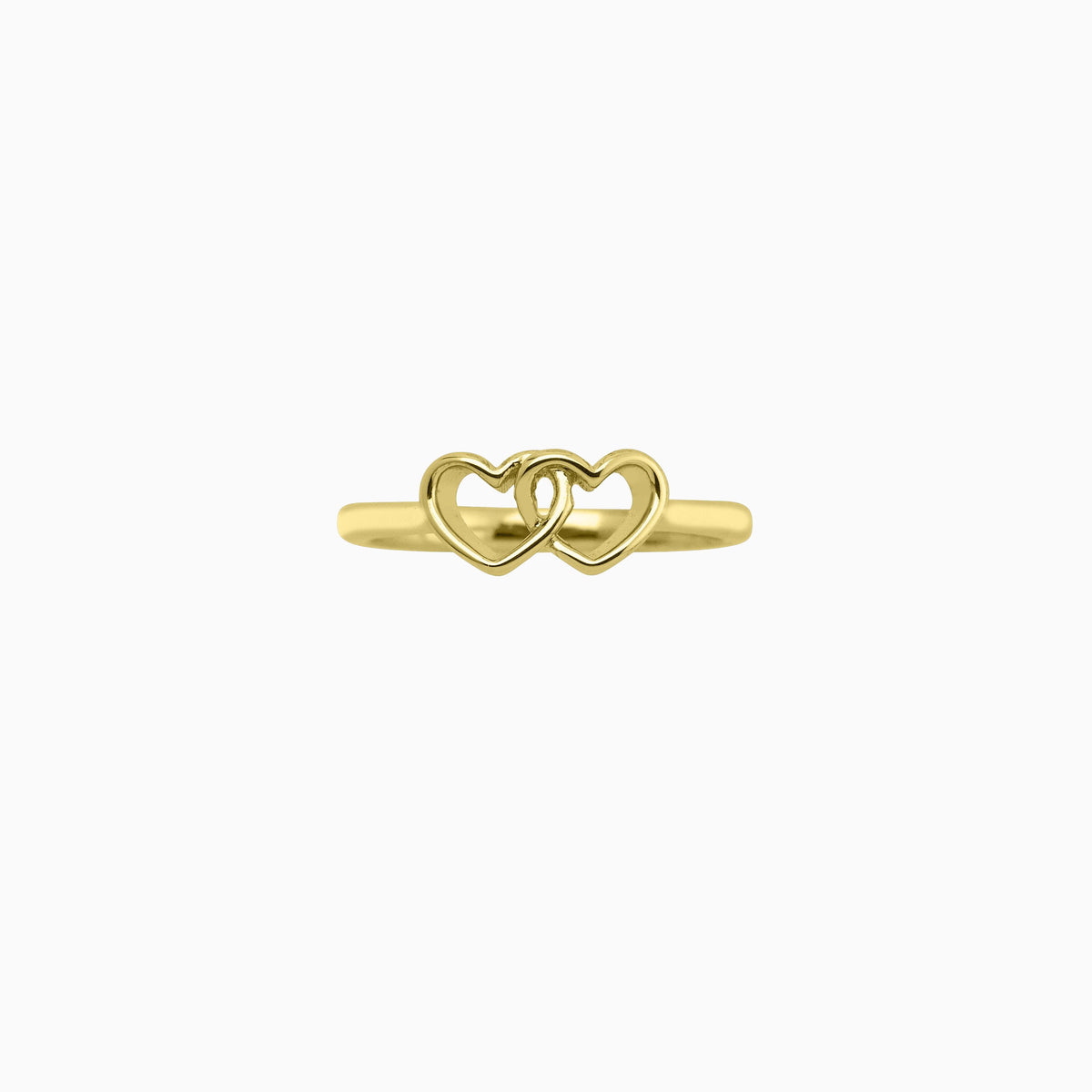 Two Hearts Together Ring in gold tone